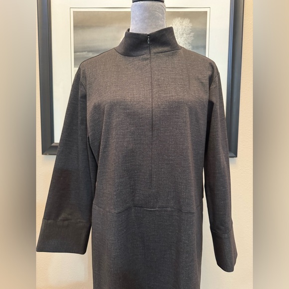 $475 Kal Rieman Charcoal Gray Shirt Dress Size Large Lagenlook Minimalist EUC - Picture 4 of 12